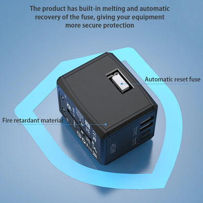 Cargador de Red Techsuit HHT905 Travel, 45W, 3A, 2 x USB-A - 2 x USB-C, Negro