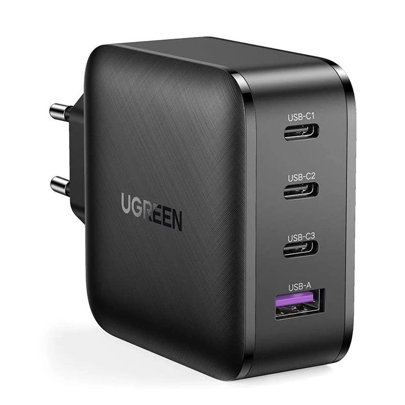 Cargador de red UGREEN CD104, 65W, 3A, 1 x USB-A - 3 x USB-C, Negro