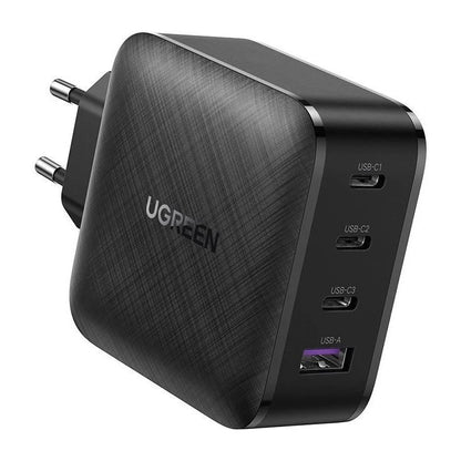 Cargador de red UGREEN CD104, 65W, 3A, 1 x USB-A - 3 x USB-C, Negro