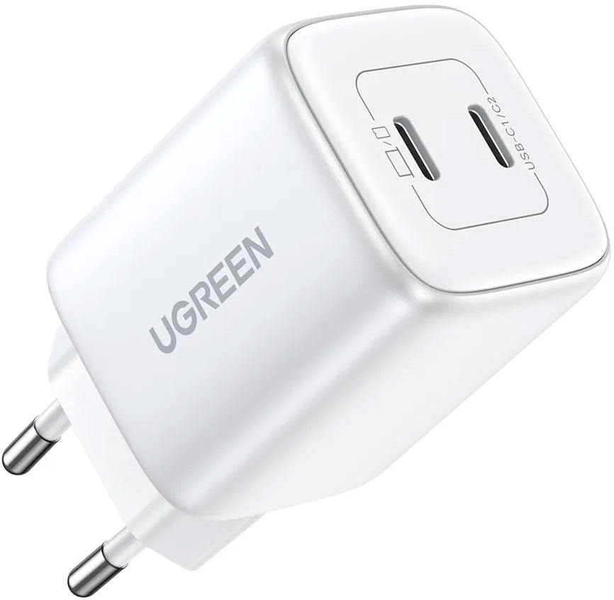Cargador de Red UGREEN CD294, 45W, 3A, 2 x USB-C, Blanco