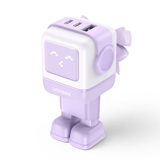 Cargador de Red UGREEN CD361 Uno, 65W, 3.25A, 1 x USB-A - 2 x USB-C, Morado