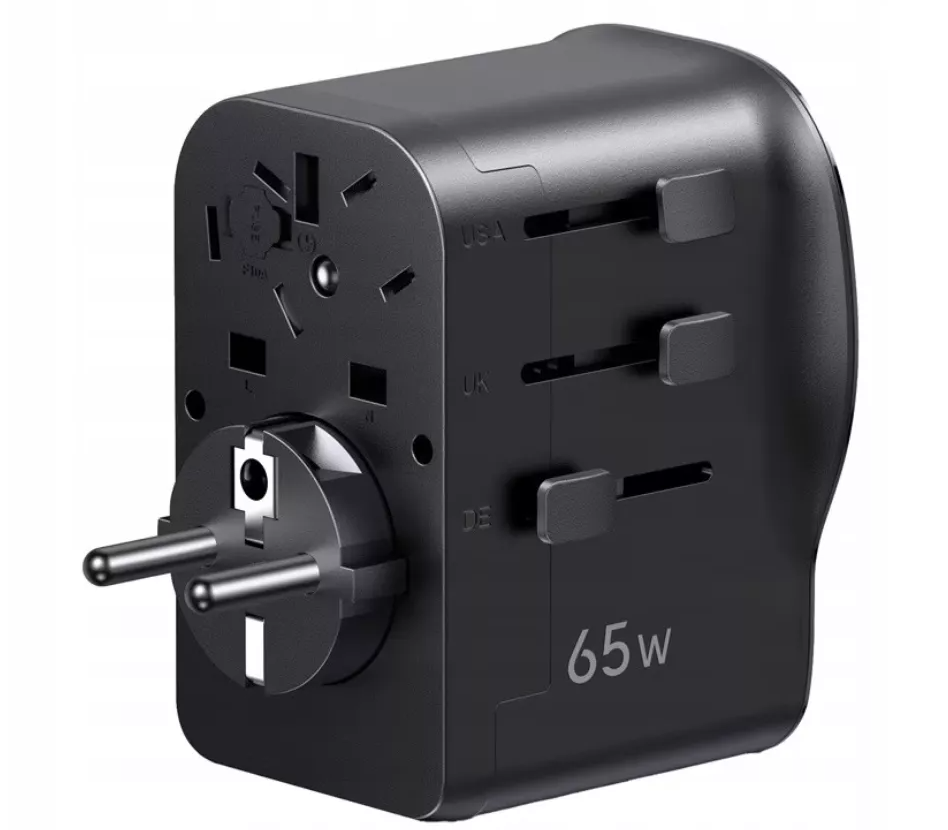 Cargador de red UGREEN Travel S550 (55001), 65W, 3.25A, 1 x USB-A - 2 x USB-C, Negro