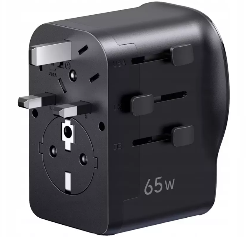 Cargador de red UGREEN Travel S550 (55001), 65W, 3.25A, 1 x USB-A - 2 x USB-C, Negro