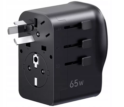 Cargador de red UGREEN Travel S550 (55001), 65W, 3.25A, 1 x USB-A - 2 x USB-C, Negro