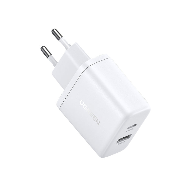 Cargador de Red UGREEN X227, 20W, 3A, 1 x USB-A - 1 x USB-C, Blanco
