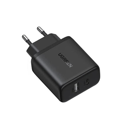 Cargador de Red UGREEN X227, 20W, 3A, 1 x USB-A - 1 x USB-C, Negro