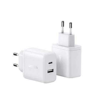 Cargador de Red UGREEN X227, 20W, 3A, 1 x USB-A - 1 x USB-C, Blanco