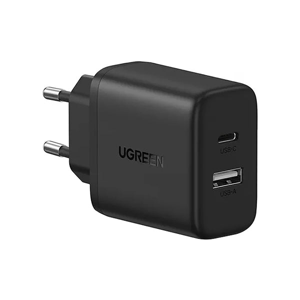 Cargador de Red UGREEN X227, 20W, 3A, 1 x USB-A - 1 x USB-C, Negro