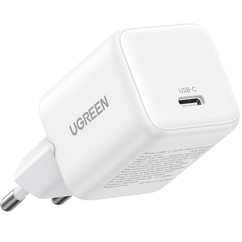 Cargador de Red UGREEN X513, 30W, 3A, 1 x USB-C, Blanco