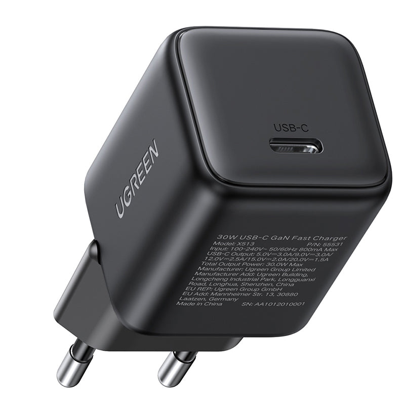 Cargador de Red UGREEN X513, 30W, 3A, 1 x USB-C, Negro