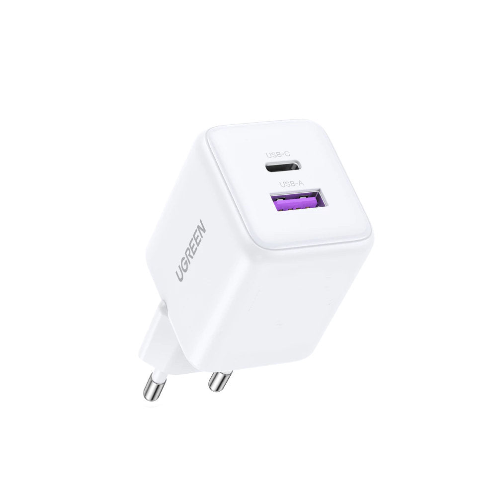 Cargador de Red UGREEN X516, 30W, 3A, 1 x USB-A - 1 x USB-C, Blanco