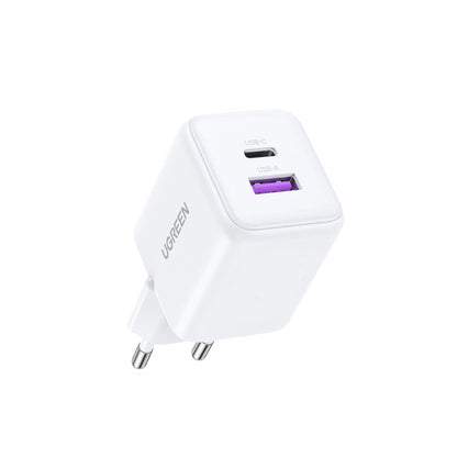 Cargador de Red UGREEN X516, 30W, 3A, 1 x USB-A - 1 x USB-C, Blanco