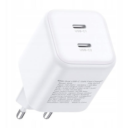 UGREEN X526 Network Charger (65154), 45W, 3A, 2 x USB-C, White