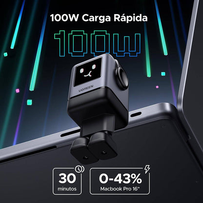 Cargador de Red UGREEN X688 Uno, 100W, 5A, 1 x USB-A - 3 x USB-C, Negro