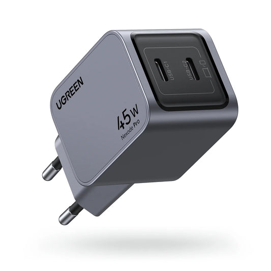 Cargador de red UGREEN X707 Nexode Pro, 45W, 3A, 2 x USB-C, Gris 