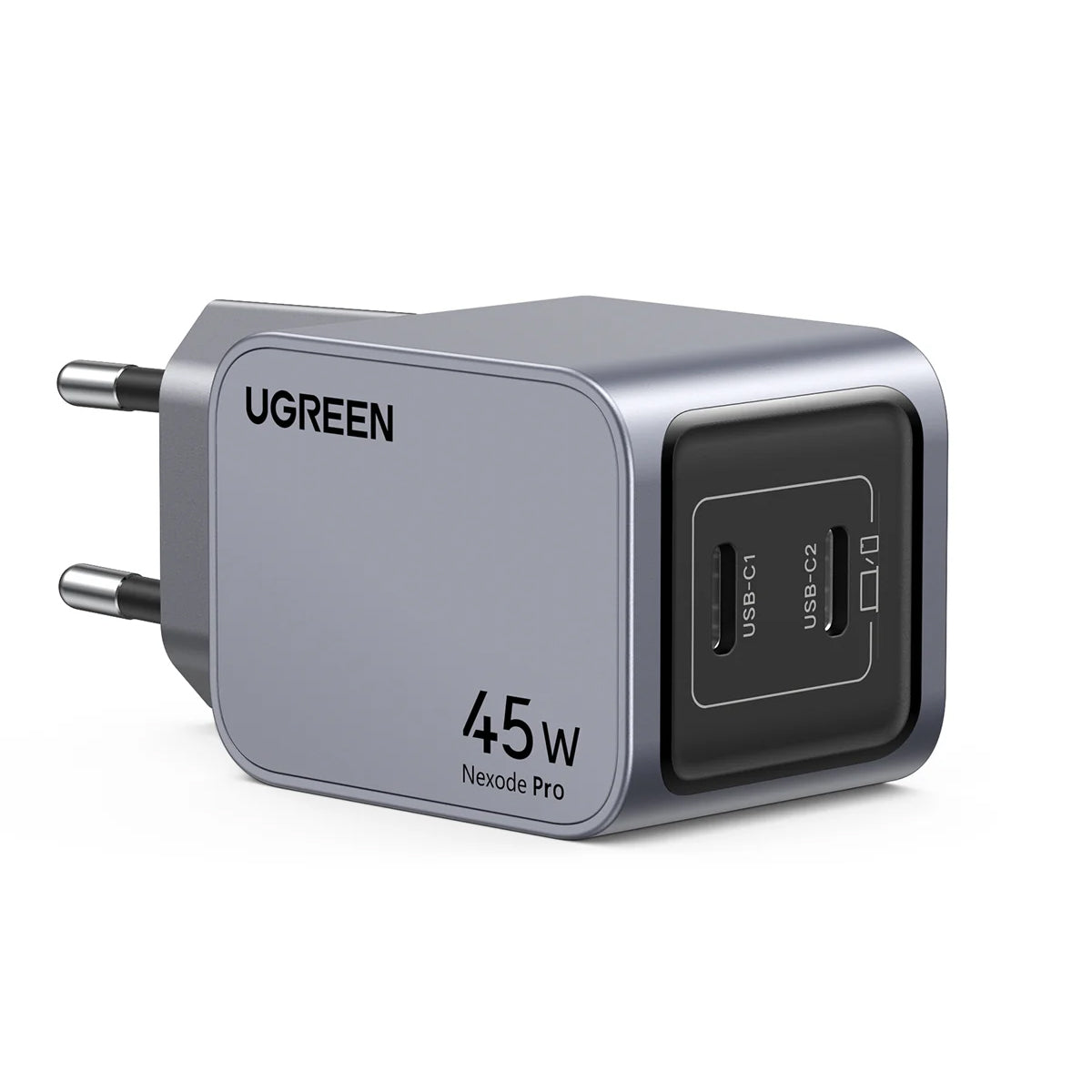 Cargador de red UGREEN X707 Nexode Pro, 45W, 3A, 2 x USB-C, Gris 