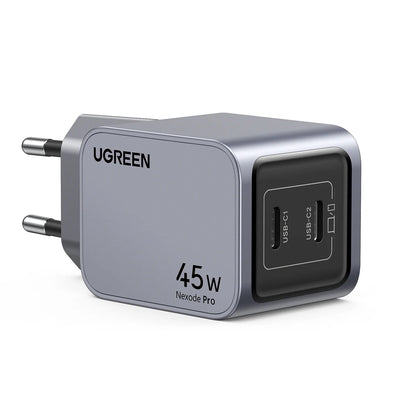 Cargador de red UGREEN X707 Nexode Pro, 45W, 3A, 2 x USB-C, Gris 