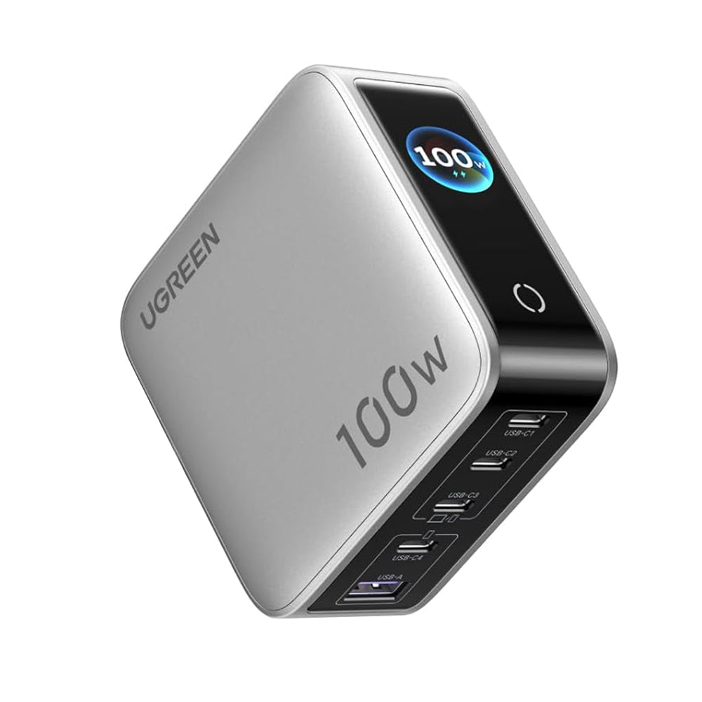 Cargador de Red UGREEN X773 (65620B), 100W, 1 x USB-A - 4 x USB-C, Gris