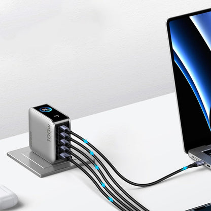 Cargador de Red UGREEN X773 (65620B), 100W, 1 x USB-A - 4 x USB-C, Gris