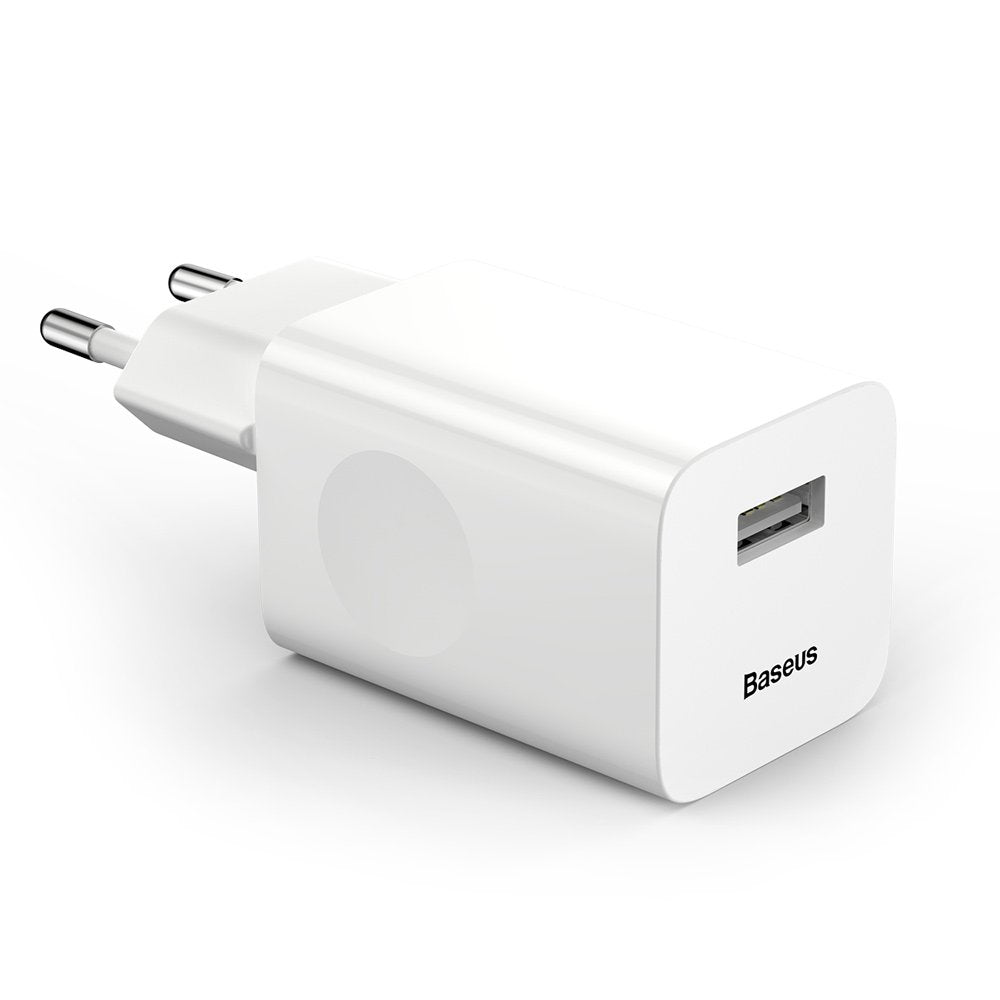 Cargador de Red Baseus, 24W, 3A, 1 x USB-A, Blanco CCALL-BX02