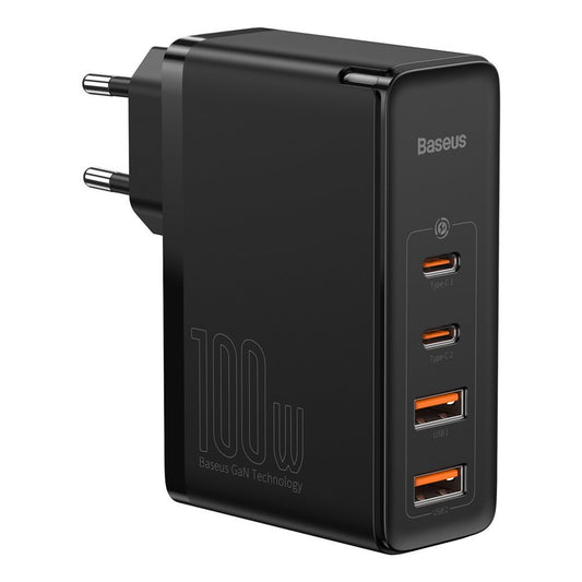 Cargador de red Baseus GaN2 Pro, 100W, 5A, 2 x USB-A - 2 x USB-C, Negro CCGAN2P-L01