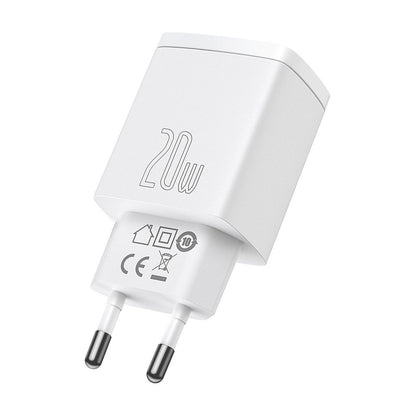 Cargador de red compacto Baseus, 20 W, 3 A, 1 x USB-A - 1 x USB-C, blanco CCXJ-B02