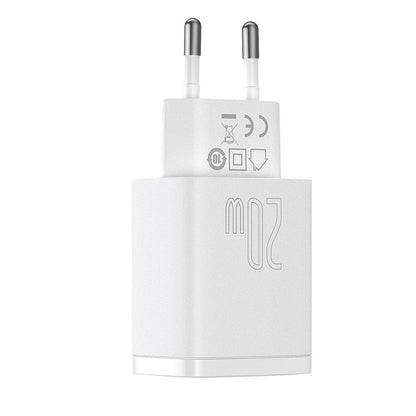 Cargador de red compacto Baseus, 20 W, 3 A, 1 x USB-A - 1 x USB-C, blanco CCXJ-B02