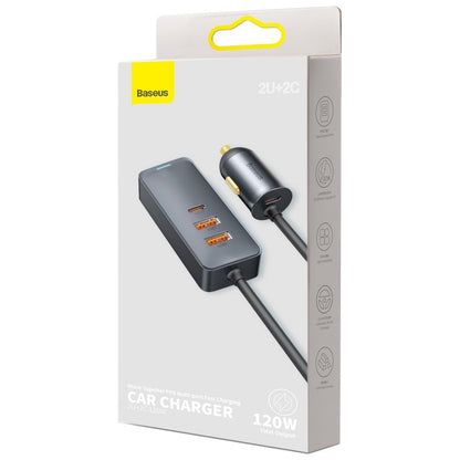 Baseus Share Together Cargador de coche, 120W, 3A, 2 x USB-A - 2 x USB-C, Gris CCBT-A0G