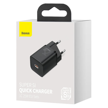 Cargador de red Baseus Super Si, 25 W, 3 A, 1 x USB-C, negro CCSP020101