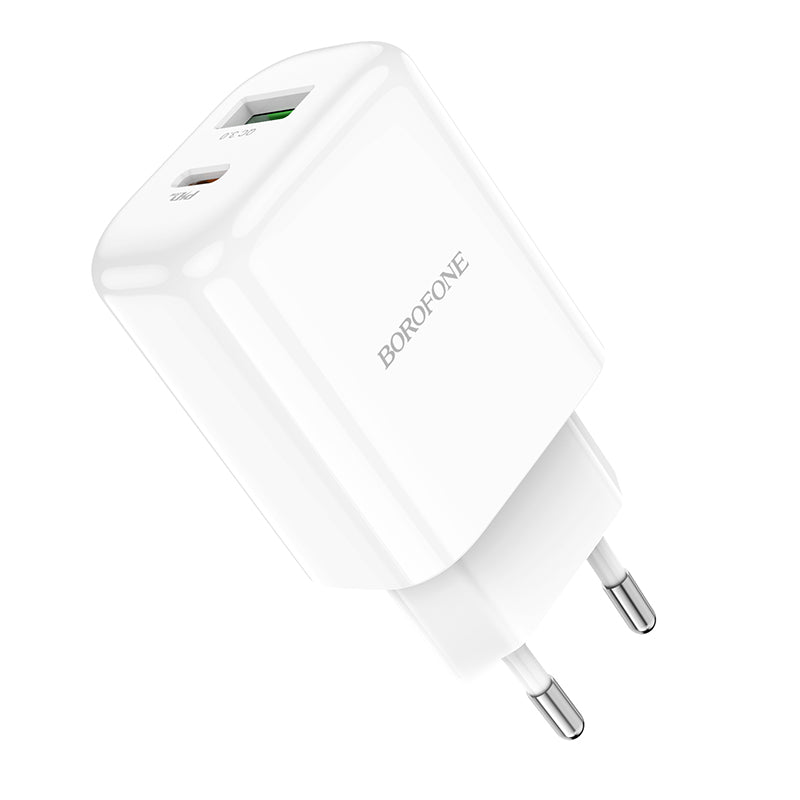 Cargador de Red Borofone BBN4 Potential, 20W, 3A, 1 x USB-A - 1 x USB-C, Blanco