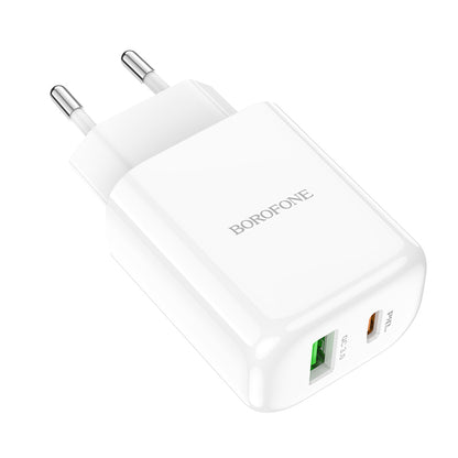 Cargador de Red Borofone BBN4 Potential, 20W, 3A, 1 x USB-A - 1 x USB-C, Blanco