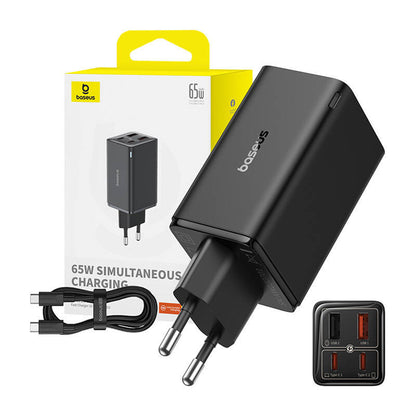 Cargador de red USB-C Baseus GaN 6 Pro, 65 W, 3,25 A, 2 x USB-A - 2 x USB-C, negro P10162701113113-00 