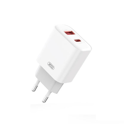 Cargador de red con cable USB-C XO Design CE12, 20W, 3A, 1 x USB-A - 1 x USB-C, Blanco