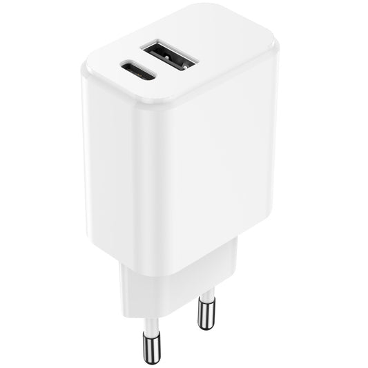 Cargador de red Setty, 20W, 3A, 1 x USB-A - 1 x USB-C, Blanco