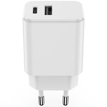 Cargador de red Setty, 20W, 3A, 1 x USB-A - 1 x USB-C, Blanco