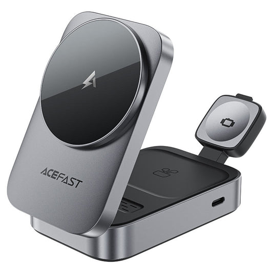 Cargador de Red Inalámbrico Acefast E22 3en1, 22.5W, 1.67A, Gris
