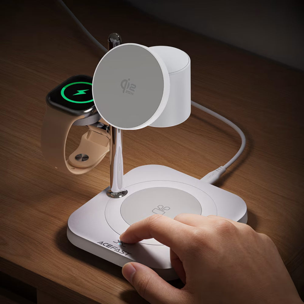 Cargador de Red Inalámbrico Acefast E39 3en1, 32.5W, Blanco