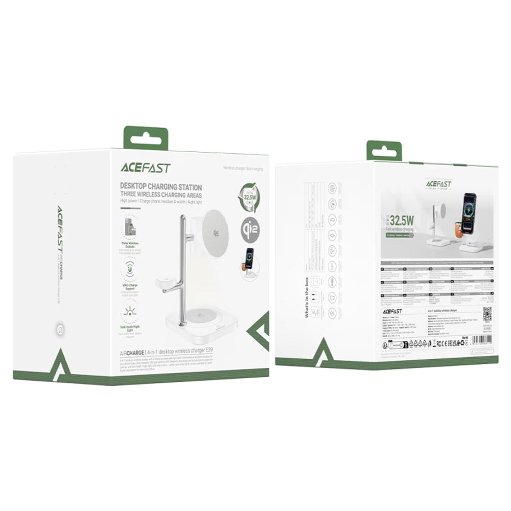 Cargador de Red Inalámbrico Acefast E39 3en1, 32.5W, Blanco
