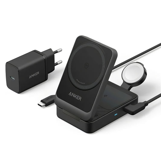 Cargador de Red Inalámbrico Anker MagGo 3en1, 15W, 1.67A, Negro B2557311