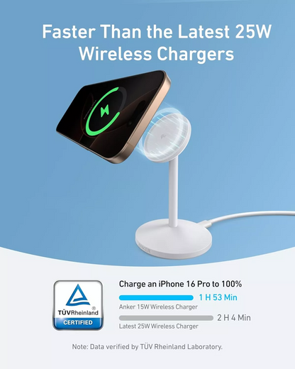 Cargador de Red Inalámbrico Anker MagGo Stand, 15W, 1.67A, Blanco A25X1H21