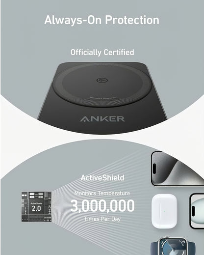 Cargador de Red Inalámbrico Anker MagGo 3en1, 15W, 1.67A, Negro B2557311