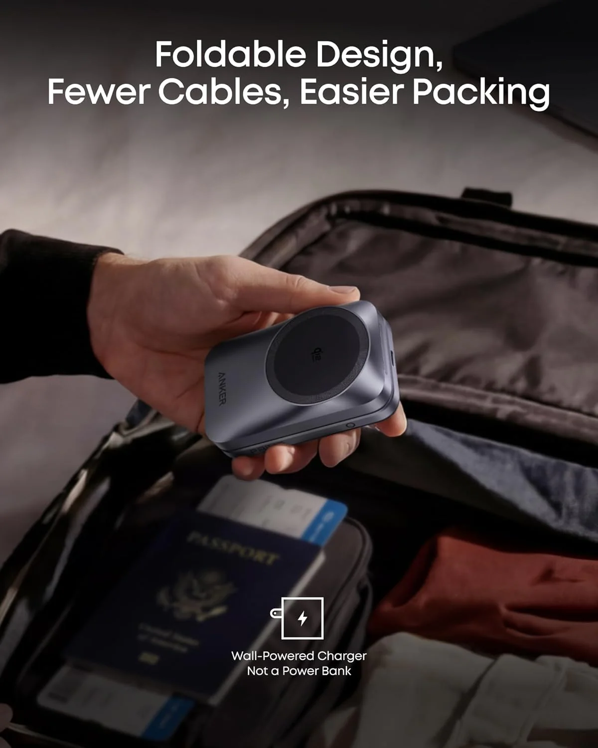 Cargador de Red Inalámbrico Anker Prime MagGo 3en1, 25W, Negro A25N1