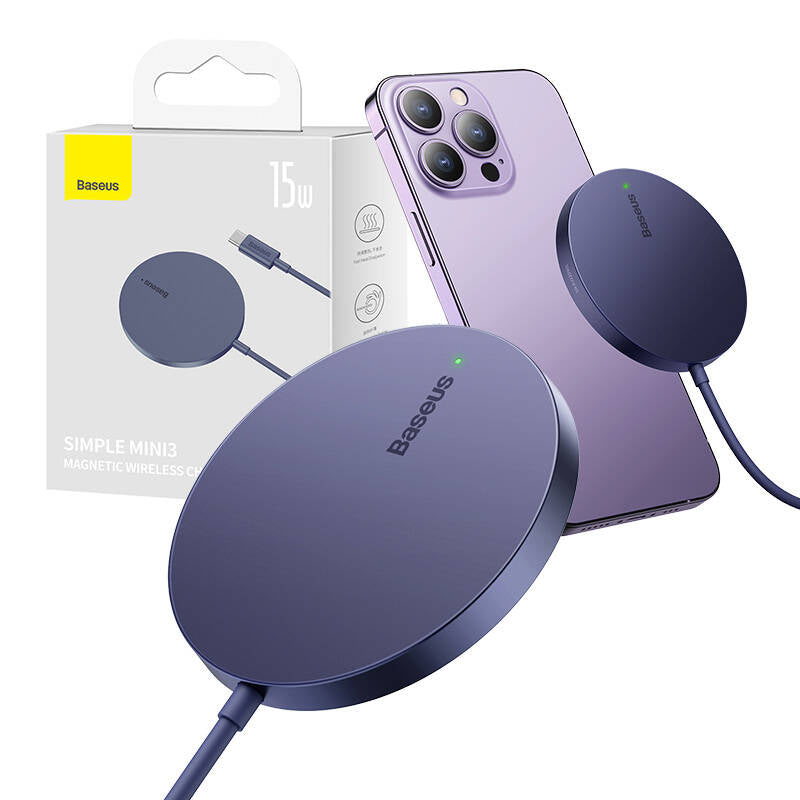 Cargador de Red Inalámbrico Baseus Simple Mini3, 15W, 1.67A, Morado CCJJ040205