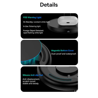 Cargador de Red Inalámbrico Baseus Swan 3en1, 20W, 1.67A, P10221302113-Z1