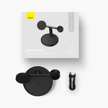 Cargador de Red Inalámbrico Baseus Swan 3en1, 20W, 1.67A, P10221302113-Z1