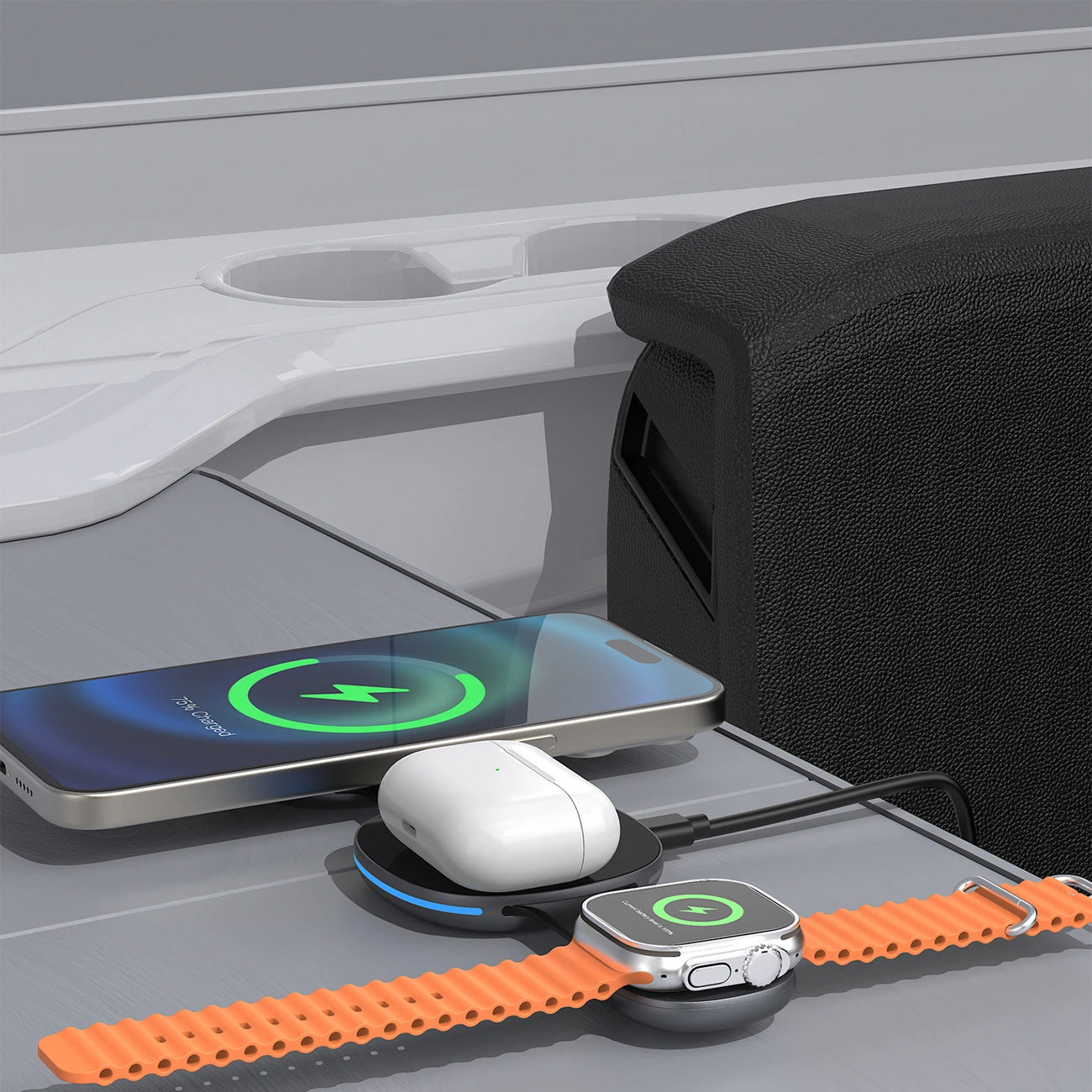 Cargador de Red Inalámbrico Dudao A11S 3en1, 15W, Negro