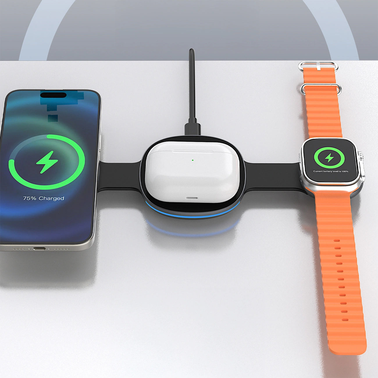 Cargador de Red Inalámbrico Dudao A11S 3en1, 15W, Negro