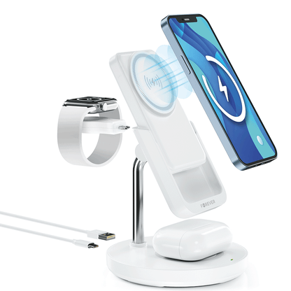 Cargador de Red Inalámbrico Forever MACS-100 5in1, 20W, 3A, 1 x USB-A, Blanco