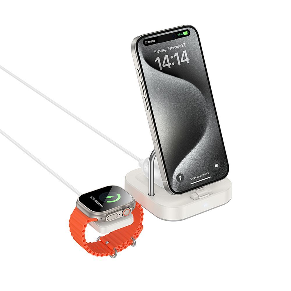 Cargador de Red Inalámbrico HOCO CQ16A 3en1, 15W, 1.67A, Blanco