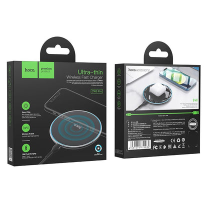 Cargador de Red Inalámbrico HOCO CW6 Pro, 15W, 1.67A, Negro